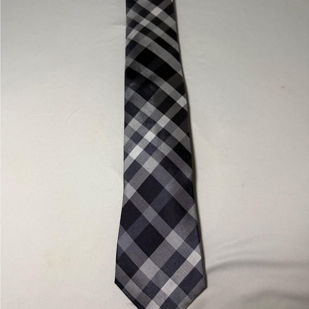 Alfani Men's Black and Gray Plaid Tie